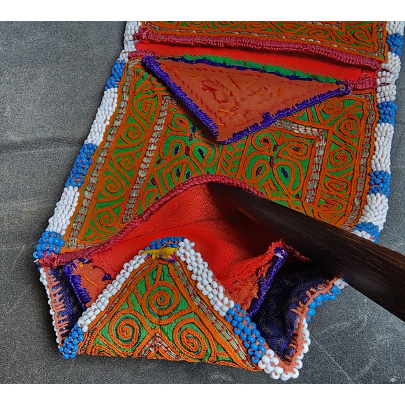 Kuchi Embroidered Pouch Wallet Central Asian Handmade Beaded Bright Colors - Picture 6 of 9